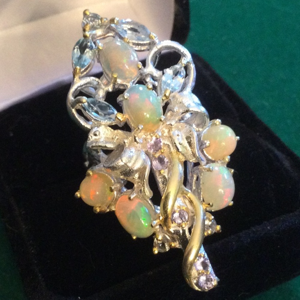 Outstanding Elegance, Genuine Natural Fiery Opal Ring - Picture 5 of 15